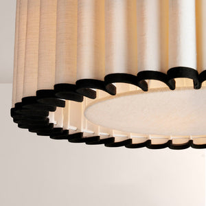 Maro Pleated Linen & Black Trim Pendant