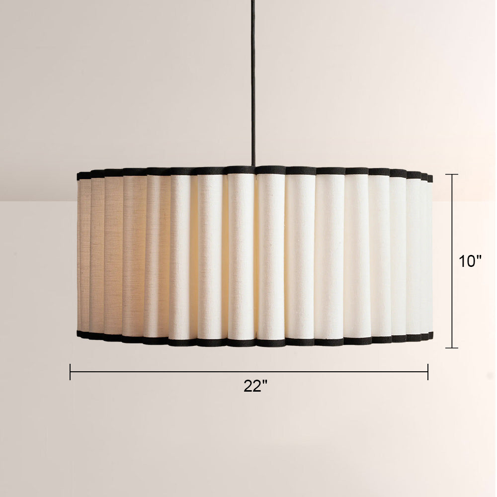 Maro Pleated Linen & Black Trim Pendant