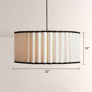 Maro Pleated Linen & Black Trim Pendant
