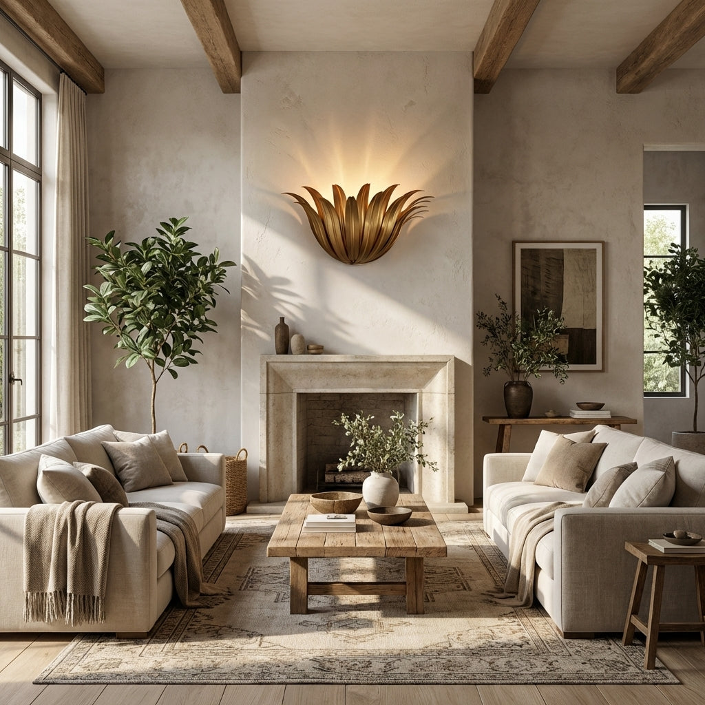 Maton Palm Leaf & Brass Sconce
