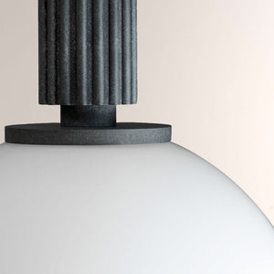 Merlyn Ribbed Black Sphere Glass Flushmount