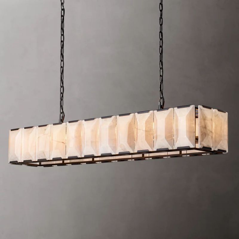 Multicolor Calcite Rectangular Chandelier 54"