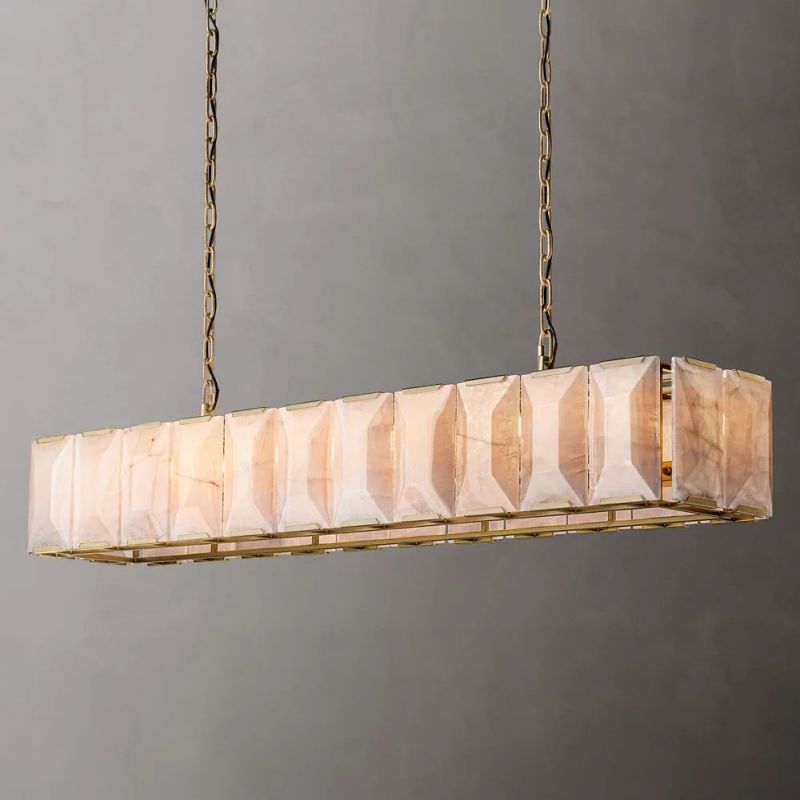 Multicolor Calcite Rectangular Chandelier 54"