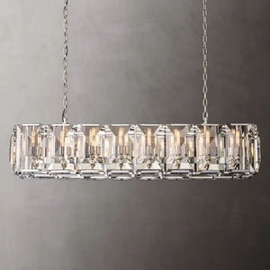 Multicolor Crystal Rectangular Chandelier 54"
