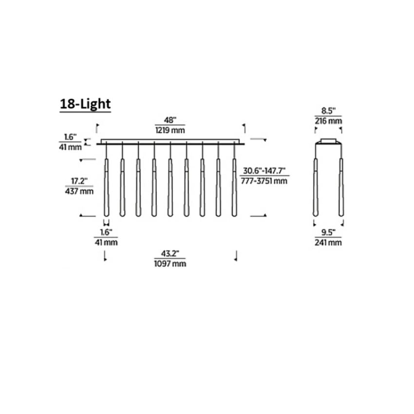 Nolan 18-Light Linear Crystal Chandelier 48"