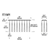Nolan 27-Light Linear Crystal Chandelier 48"