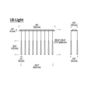 Nolan 18-Light Linear Chandelier 48"