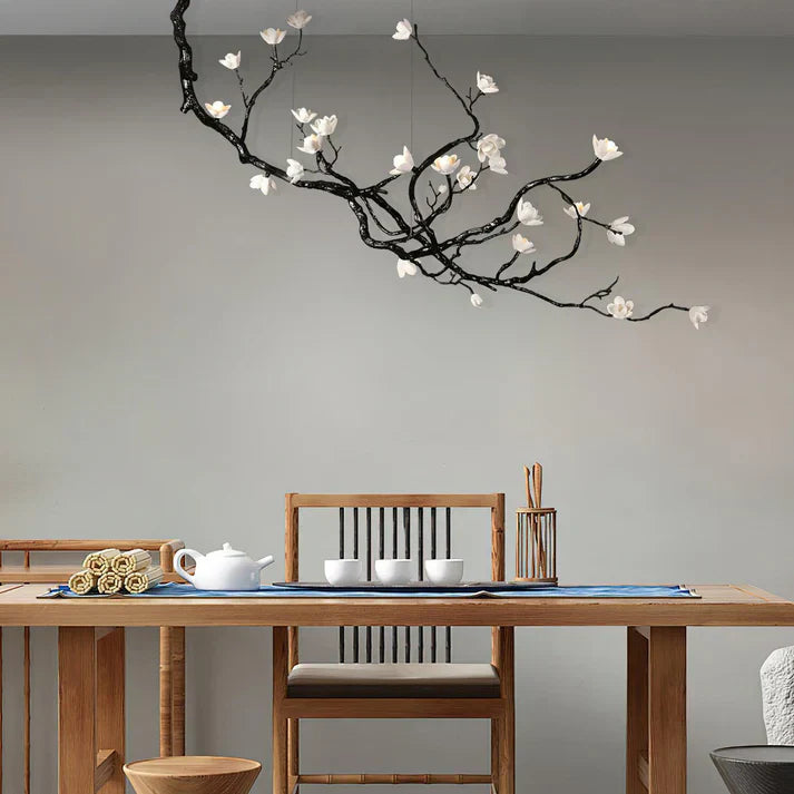 Noira Magnolia Branch & Porcelain Bloom Chandelier
