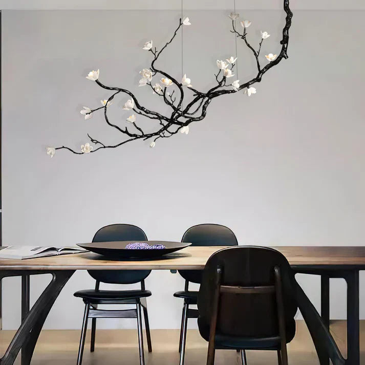 Noira Magnolia Branch & Porcelain Bloom Chandelier