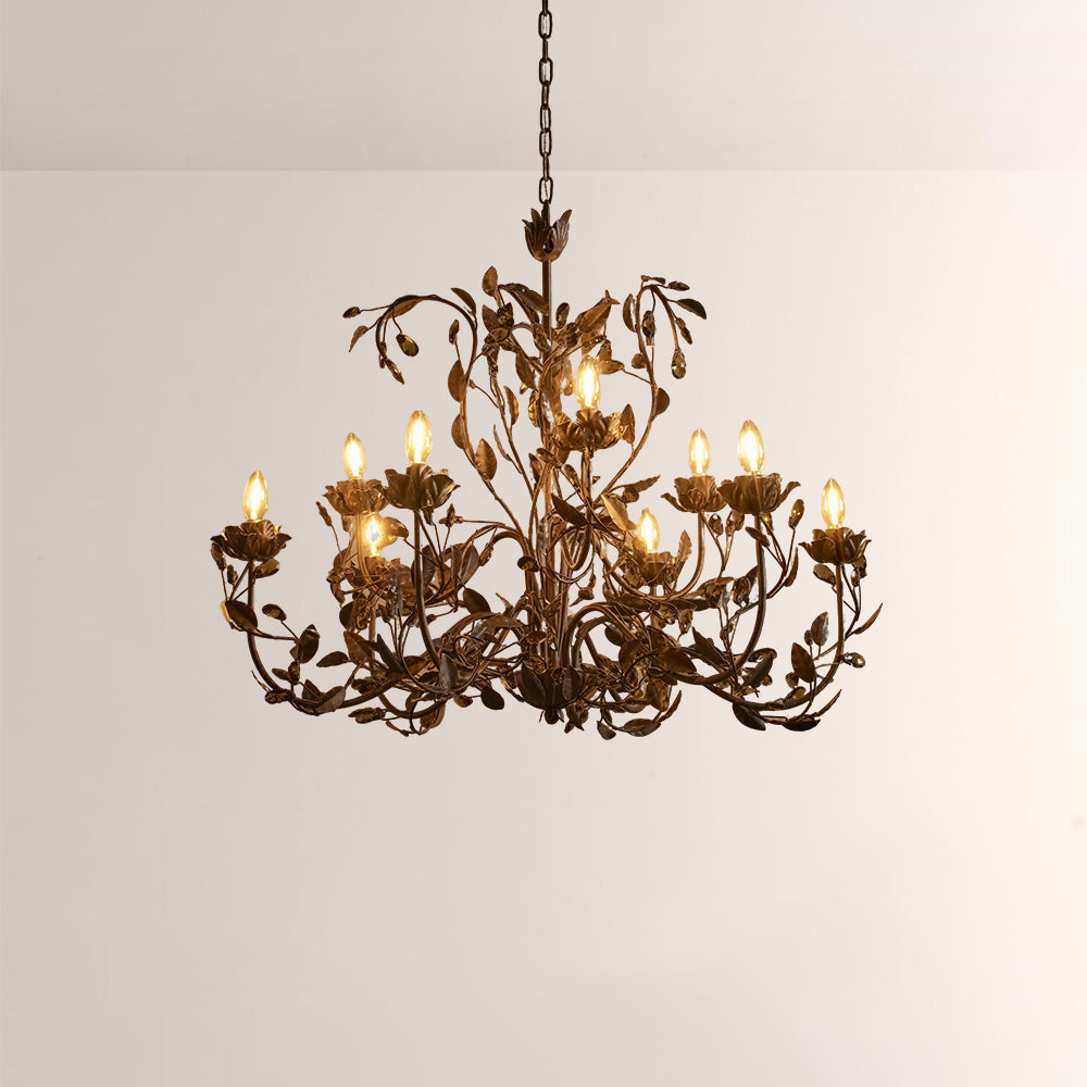 Nicoletta Gilded Floral Crystal Round Chandelier 54"