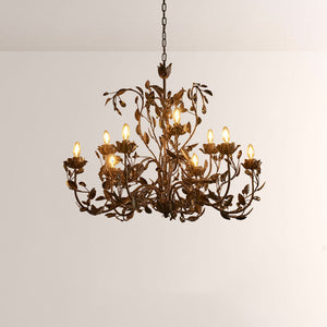 Nicoletta Gilded Floral Crystal Round Chandelier 54"