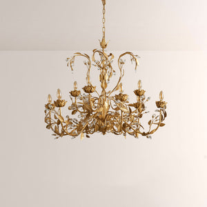 Nicoletta Gilded Floral Crystal Round Chandelier 54"