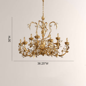 Nicoletta Gilded Floral Crystal Round Chandelier 54"