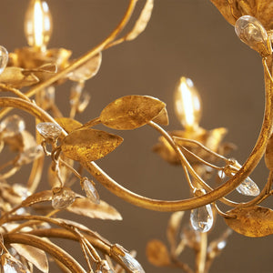 Nicoletta Gilded Floral Crystal Round Chandelier 54"