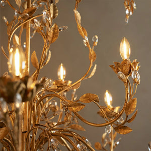 Nicoletta Gilded Floral Crystal Round Chandelier 54"