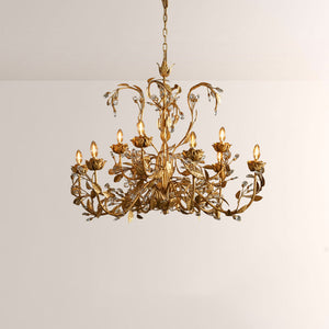 Nicoletta Gilded Floral Crystal Round Chandelier 54"