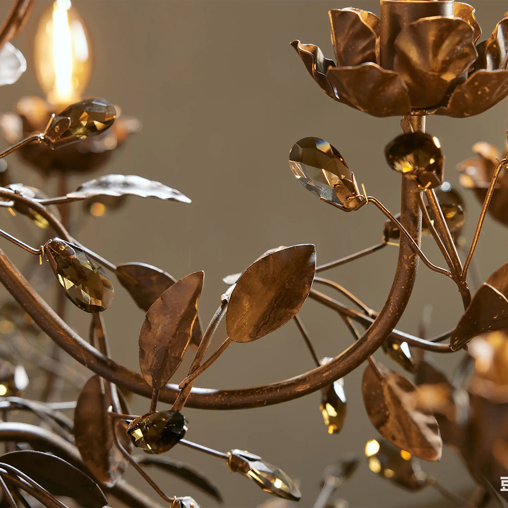 Nicoletta Gilded Floral Crystal Round Chandelier 54"