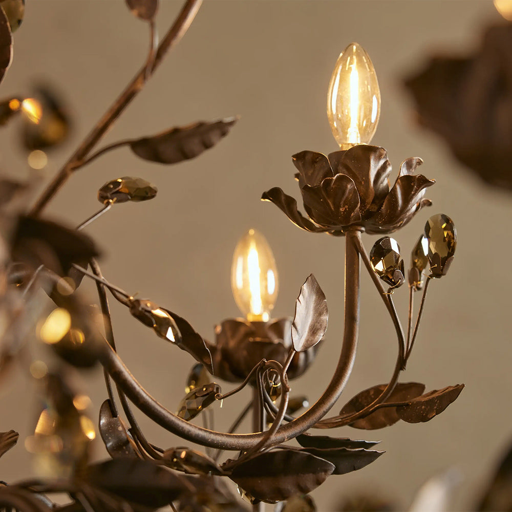Nicoletta Gilded Floral Crystal Round Chandelier 54"