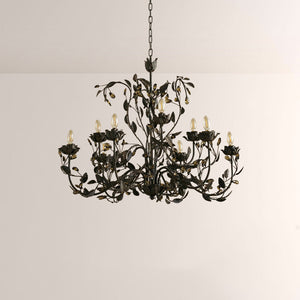 Nicoletta Gilded Floral Crystal Round Chandelier 54"