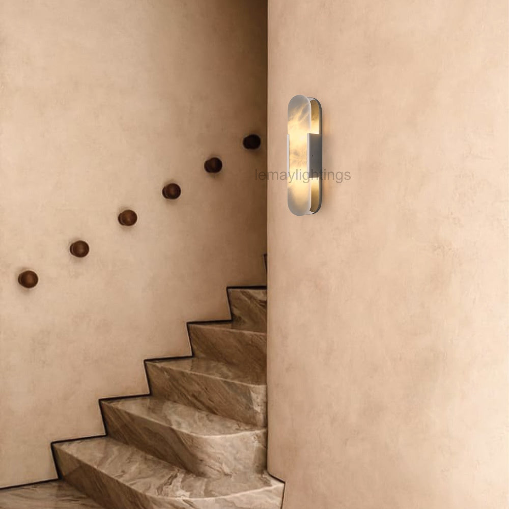 OpalEdge Oval Alabaster Wall Sconces 13.8 19.7H
