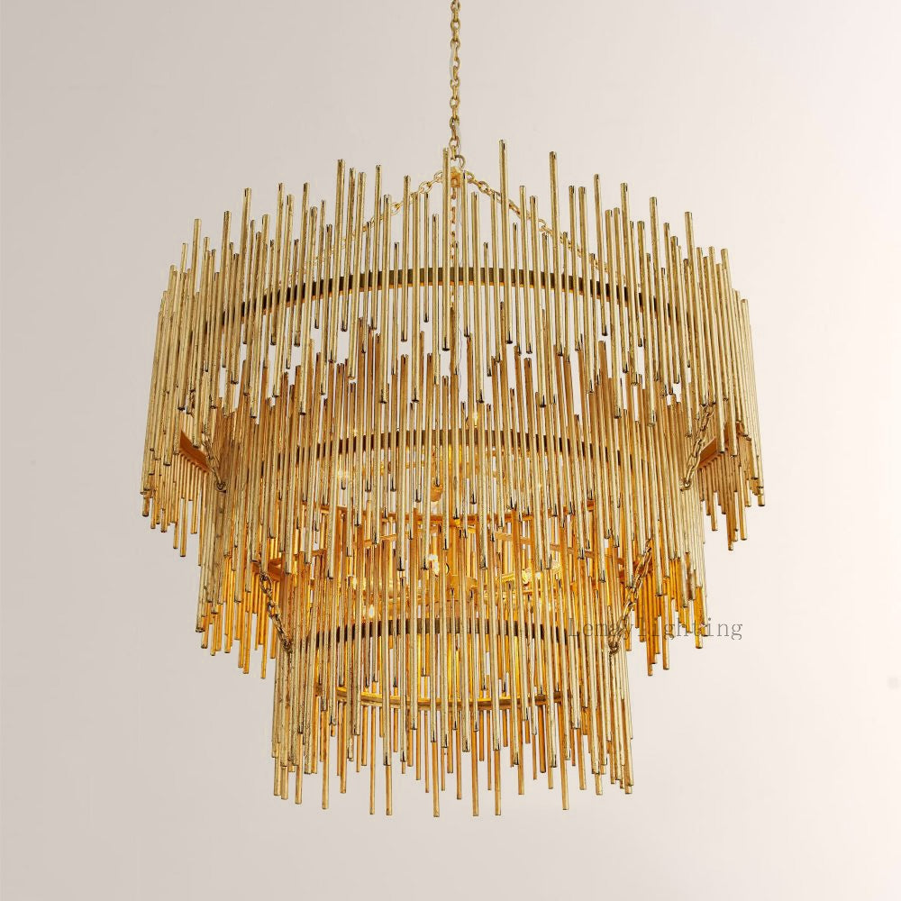 Prestige American Retro Style Three Tiered Circular Chandelier