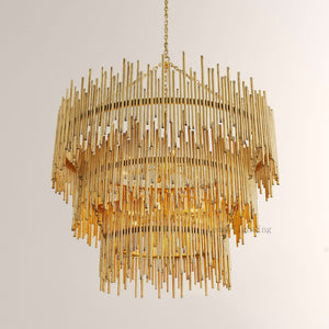 Prestige American Retro Style Three Tiered Circular Chandelier