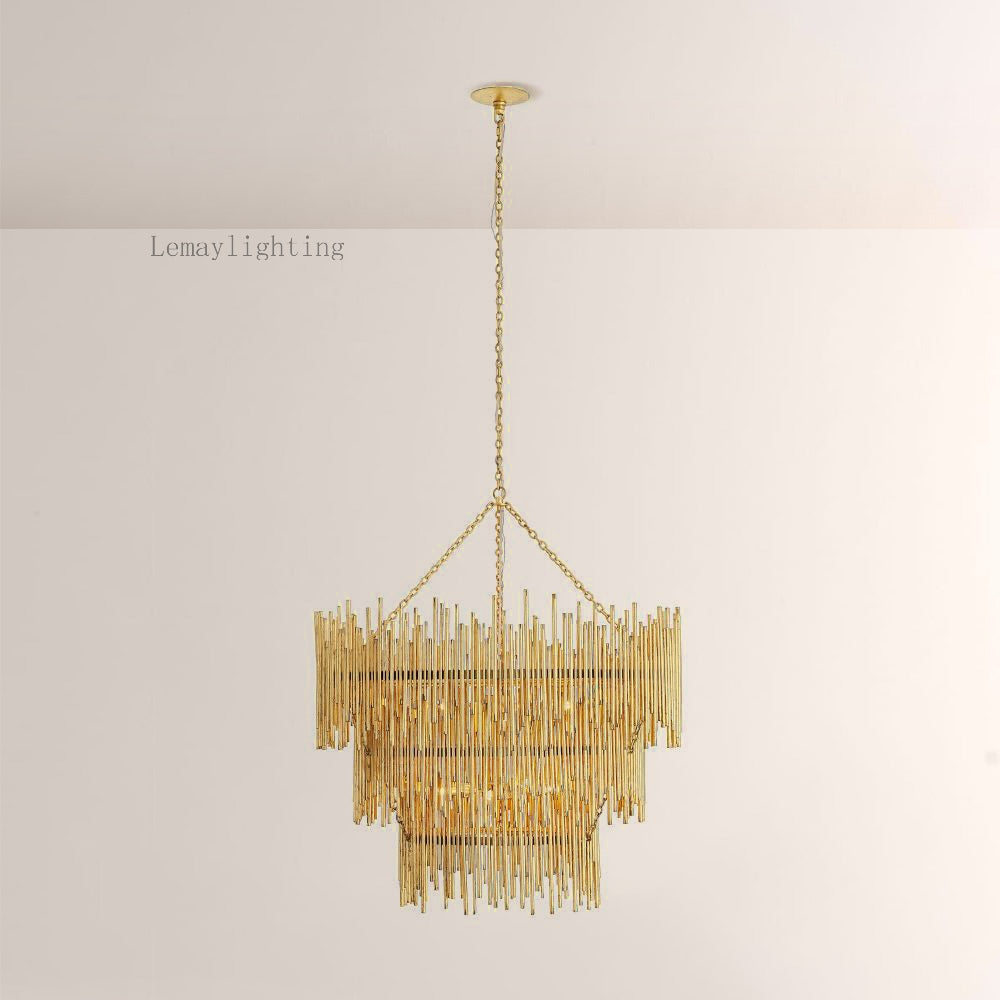 Prestige American Retro Style Three Tiered Circular Chandelier