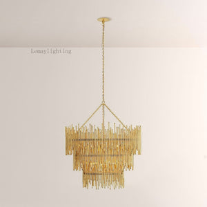 Prestige American Retro Style Three Tiered Circular Chandelier