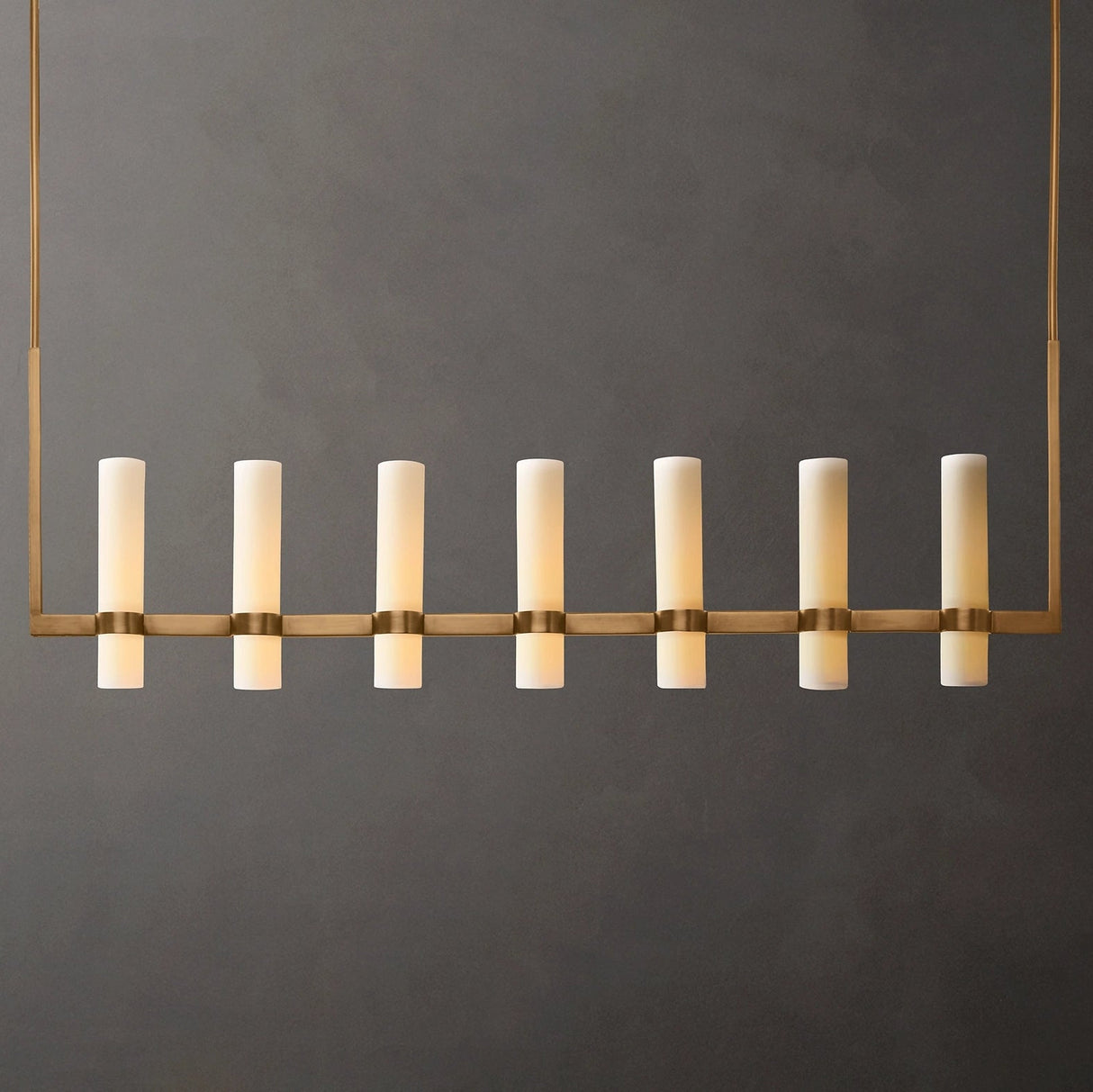 Ramelle Linear Milk Glass Chandelier 59"