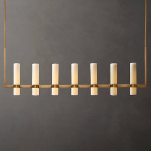 Ramelle Linear Milk Glass Chandelier 59"