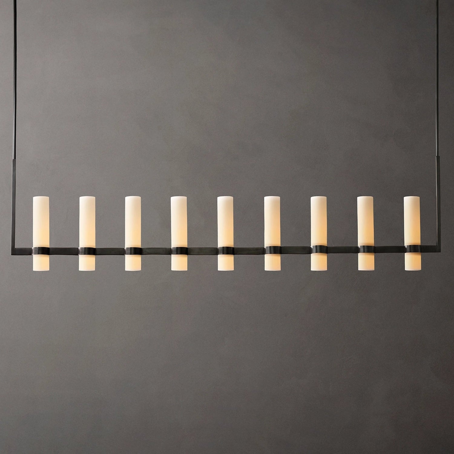 Ramelle Linear Milk Glass Chandelier 71"