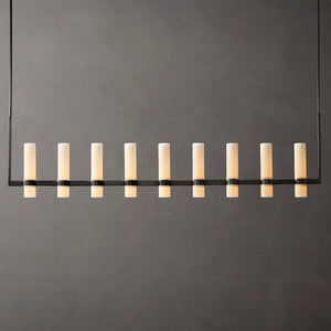 Ramelle Linear Milk Glass Chandelier 71"