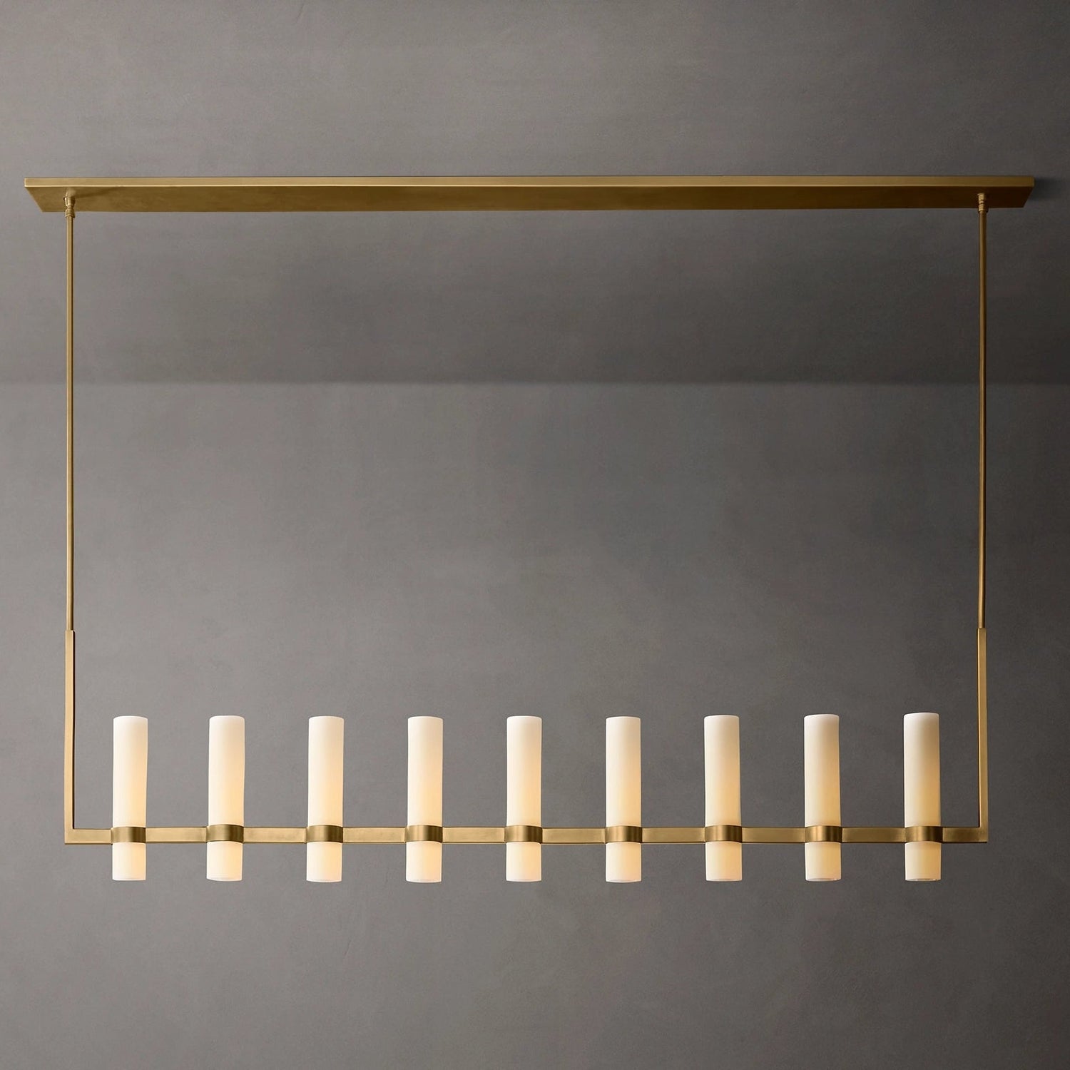 Ramelle Linear Milk Glass Chandelier 71"