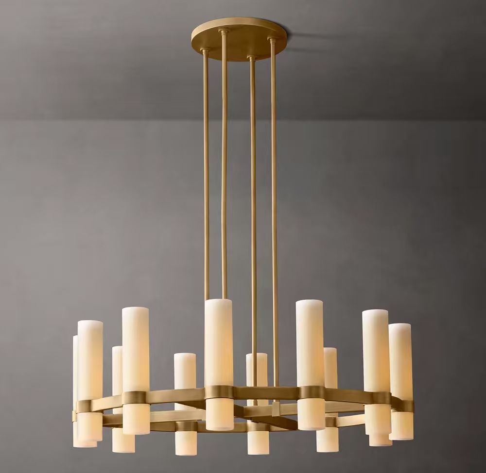 Ramelle Round Milk Glass Chandelier 36"