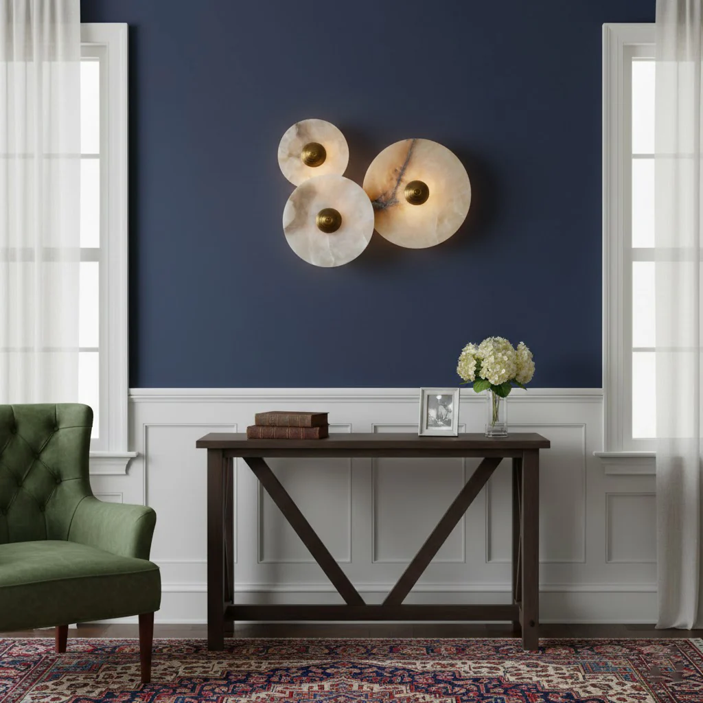 Round Alabaster Wall Sconce