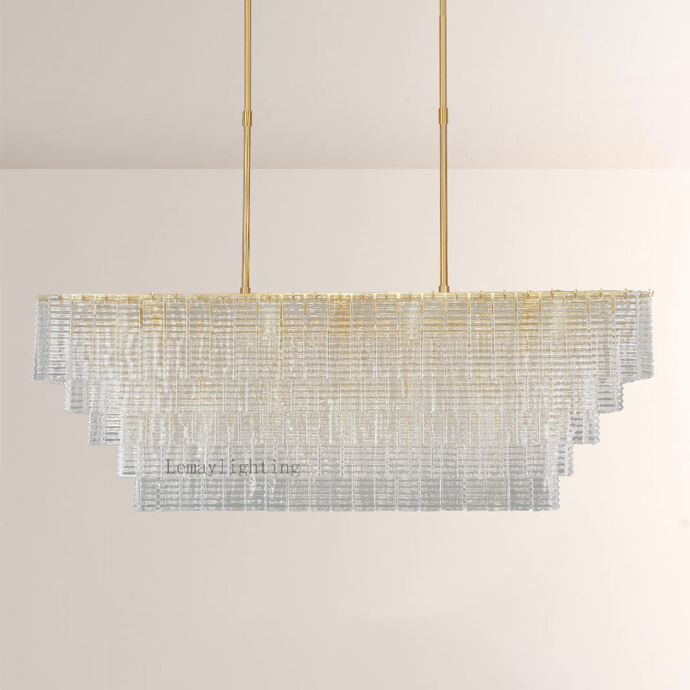 Sherlock Glass Rectangular Chandelier 59"