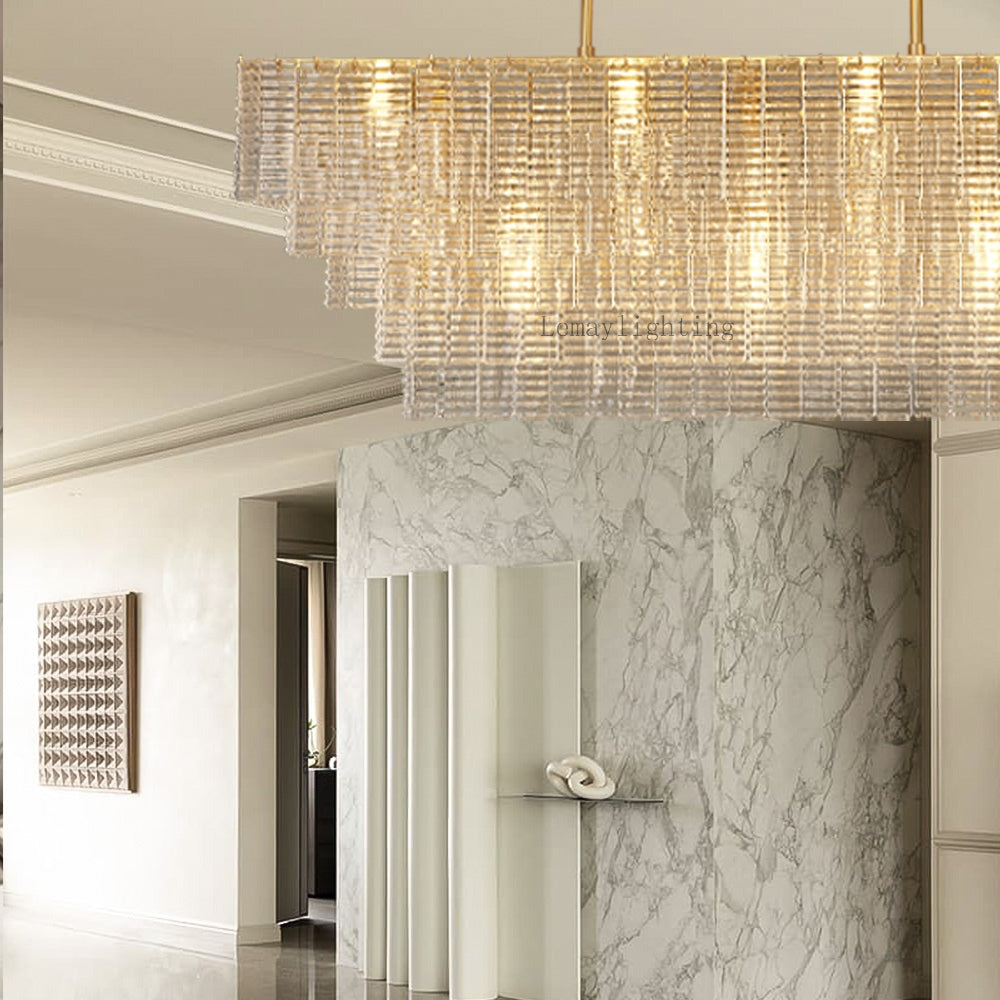 Sherlock Glass Rectangular Chandelier 59"