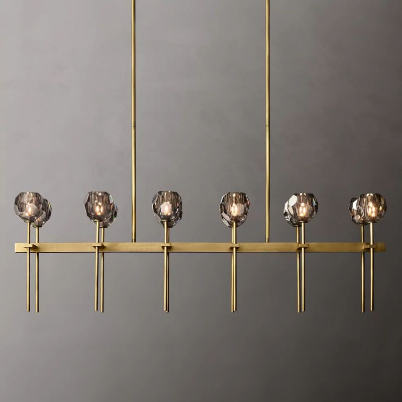 Sibole Glass Double Linear Chandelier 60"