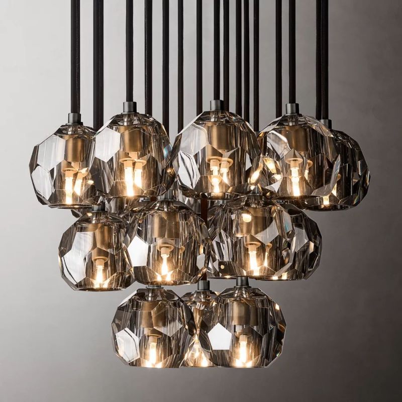 Sibole Glass Round Cluster Chandelier 19"