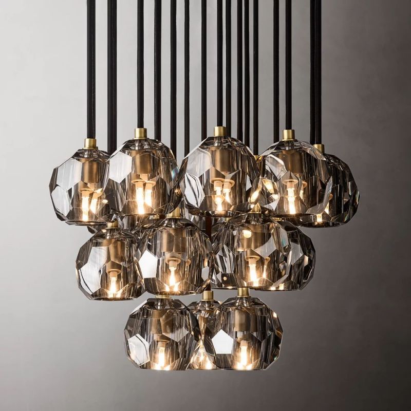 Sibole Glass Round Cluster Chandelier 19"