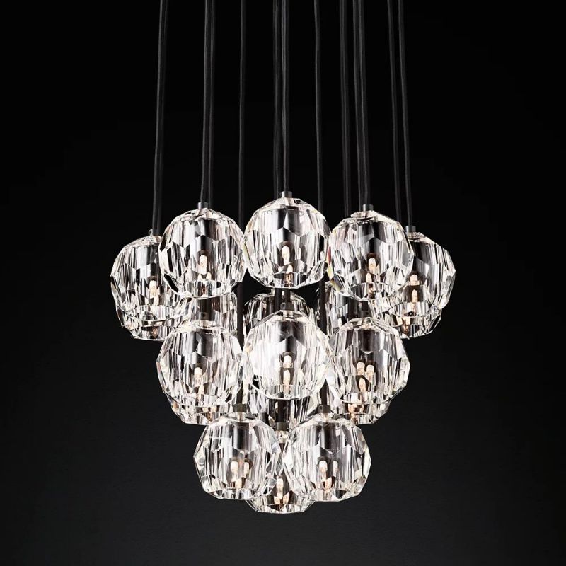 Sibole Glass Round Cluster Chandelier 19"