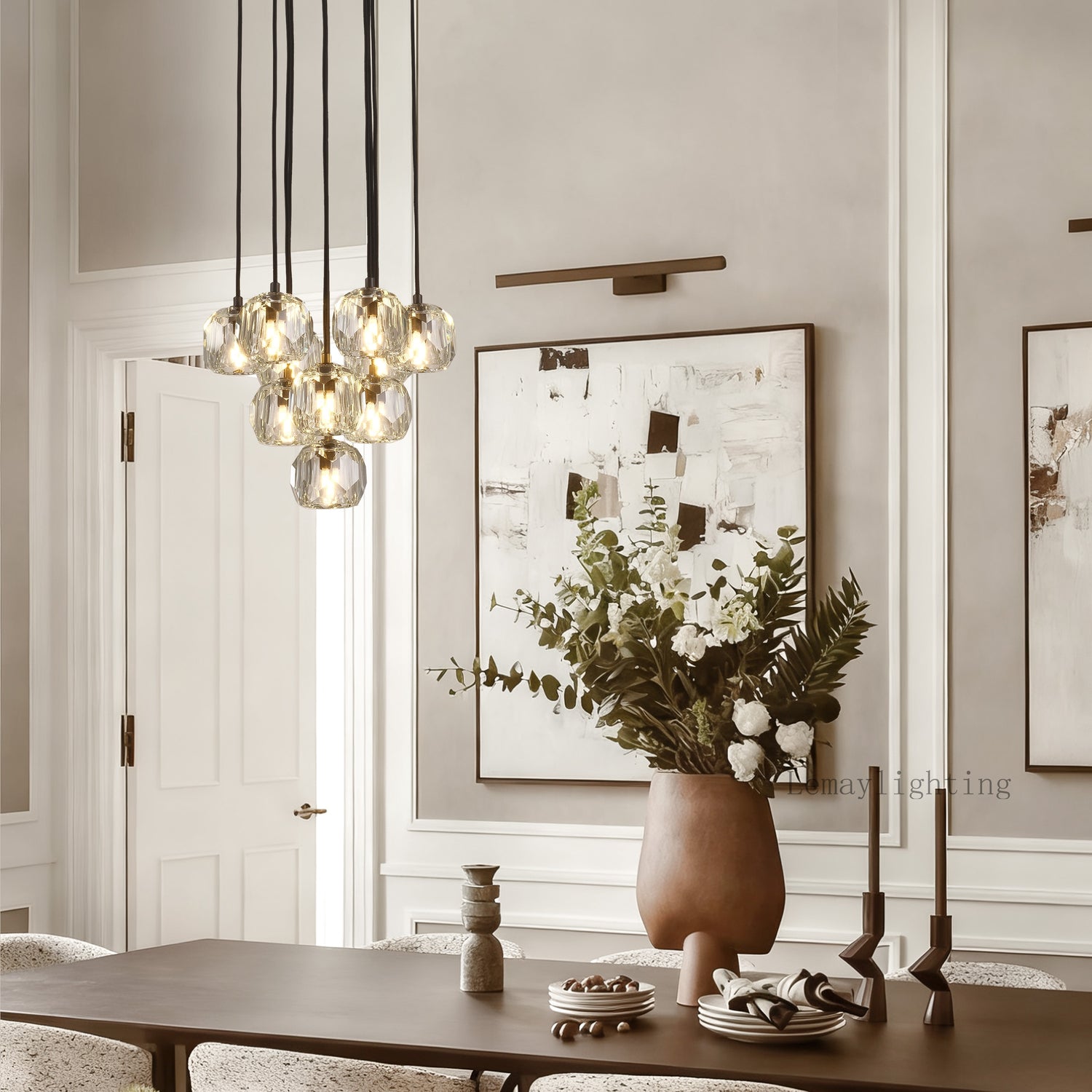 Sibole Glass Round Cluster Chandelier 14"