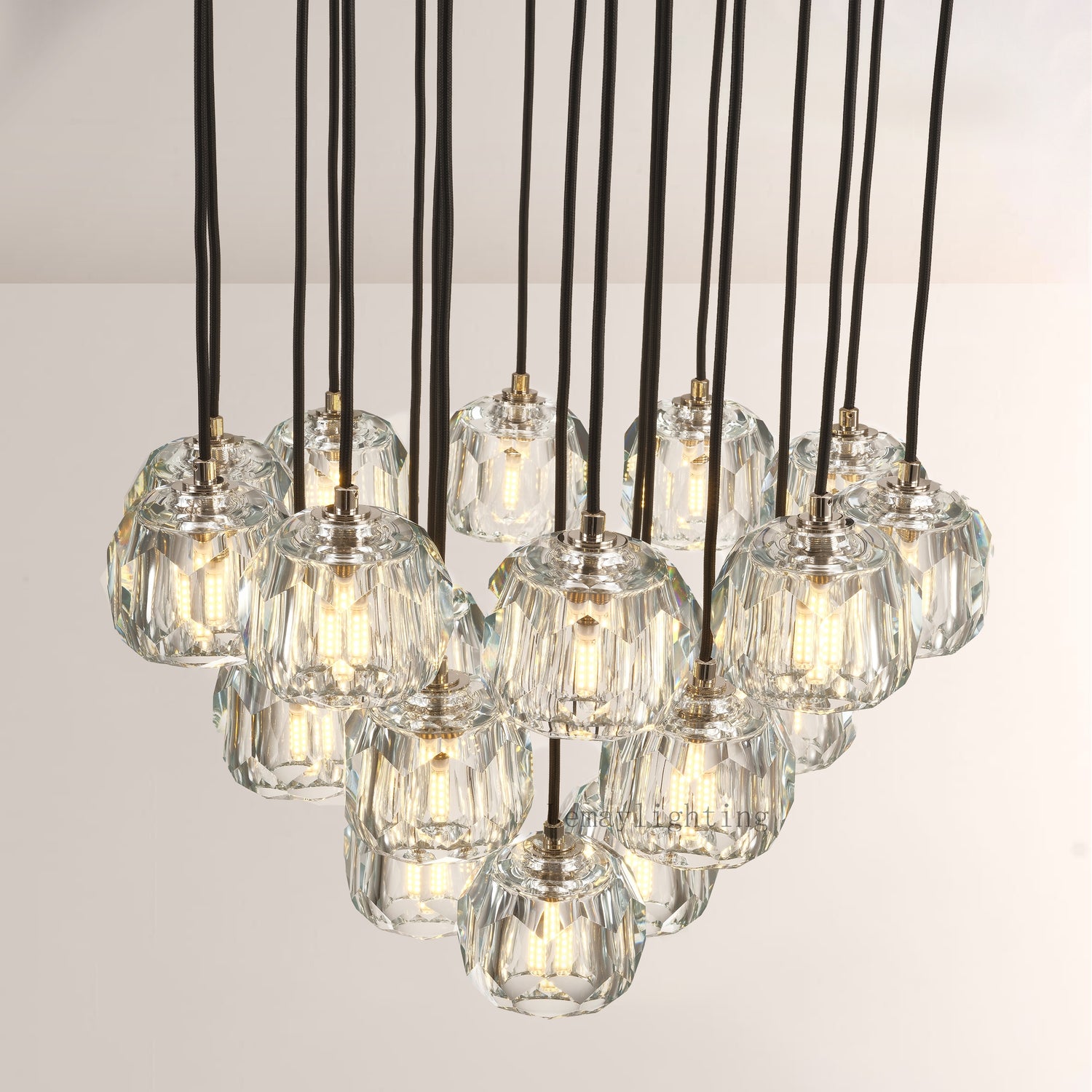 Sibole Glass Round Cluster Chandelier 19"
