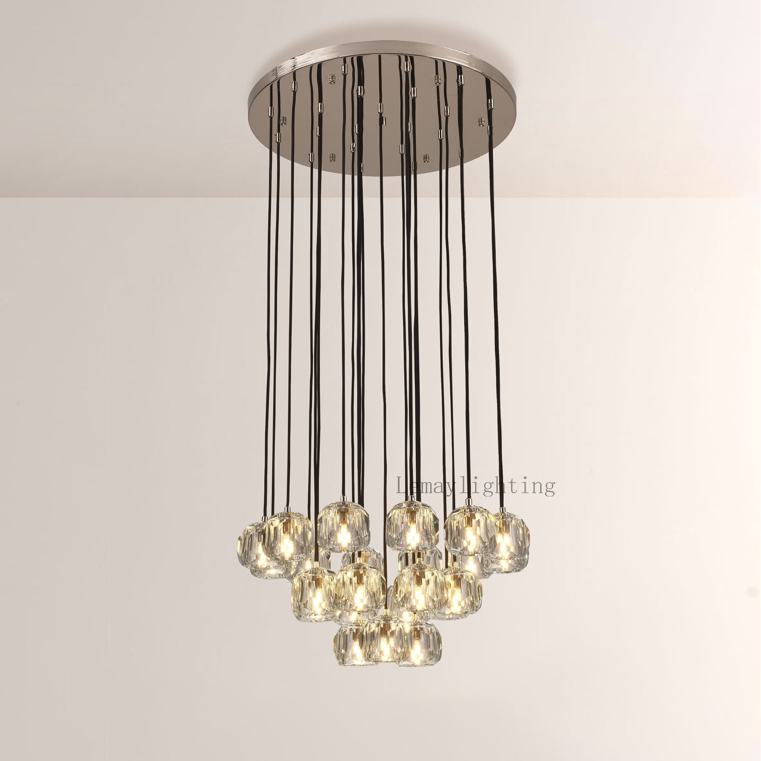 Sibole Glass Round Cluster Chandelier 24"