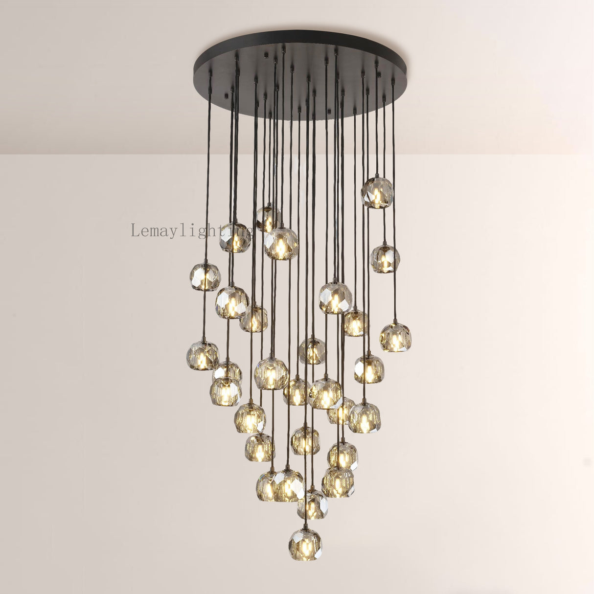 Sibole Glass Round Cluster Chandelier 30"