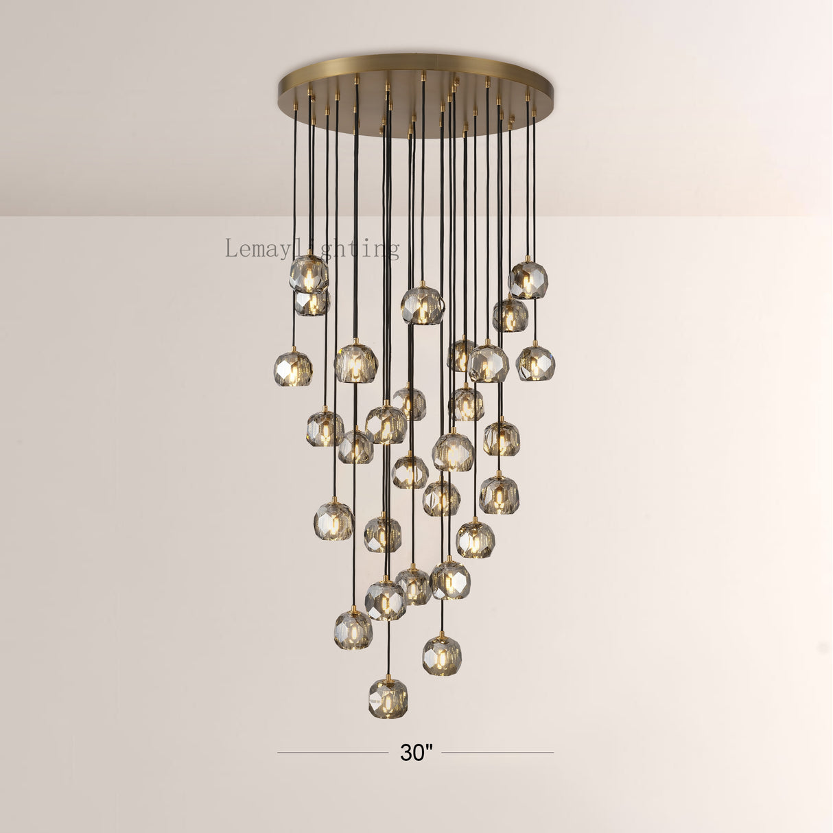 Sibole Glass Round Cluster Chandelier 30"