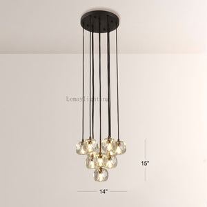 Sibole Glass Round Cluster Chandelier 14"