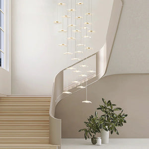 Small Acrylic Lotus Leaves LED Creative Modern Staircase Chandelier