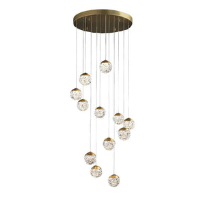 Spiral Pineapple Multi Glass Ball Staircase Chandelier