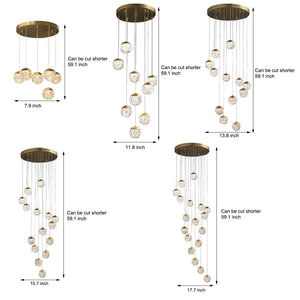 Spiral Pineapple Multi Glass Ball Staircase Chandelier